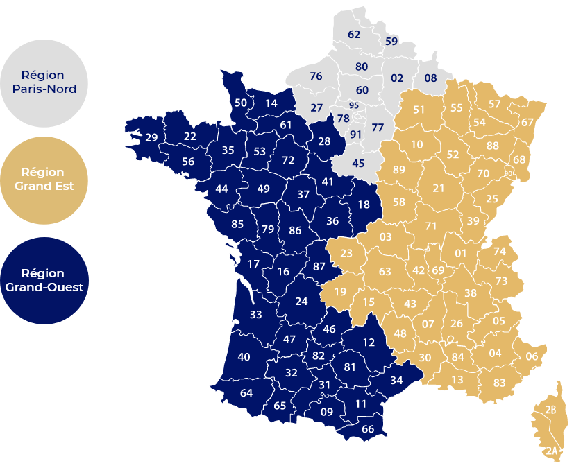 Carte de France des 3 Régions